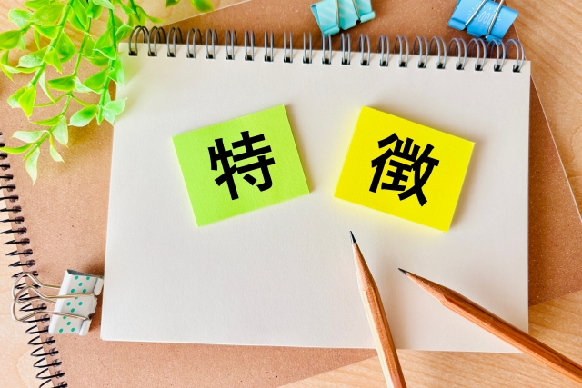 特徴の文字列とノートと鉛筆